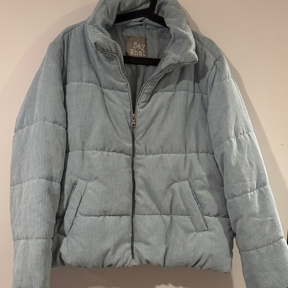 Women's Sky Blue Puffer Jacket - Picture 1 of 6